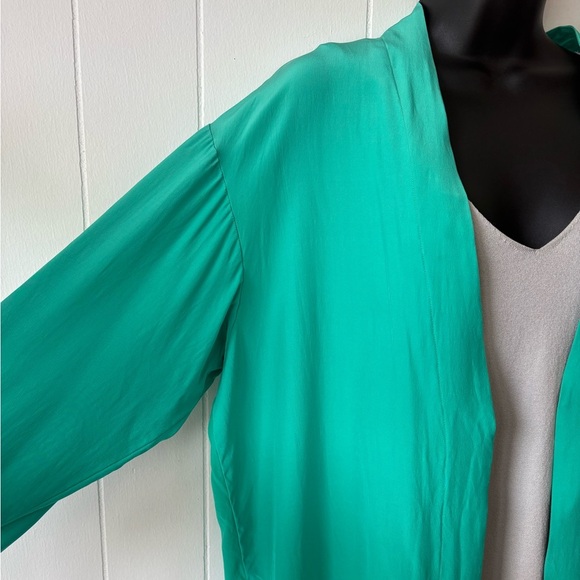 Viewpoint 100% Silk Teal Open Front Cardigan - Picture 3 of 5